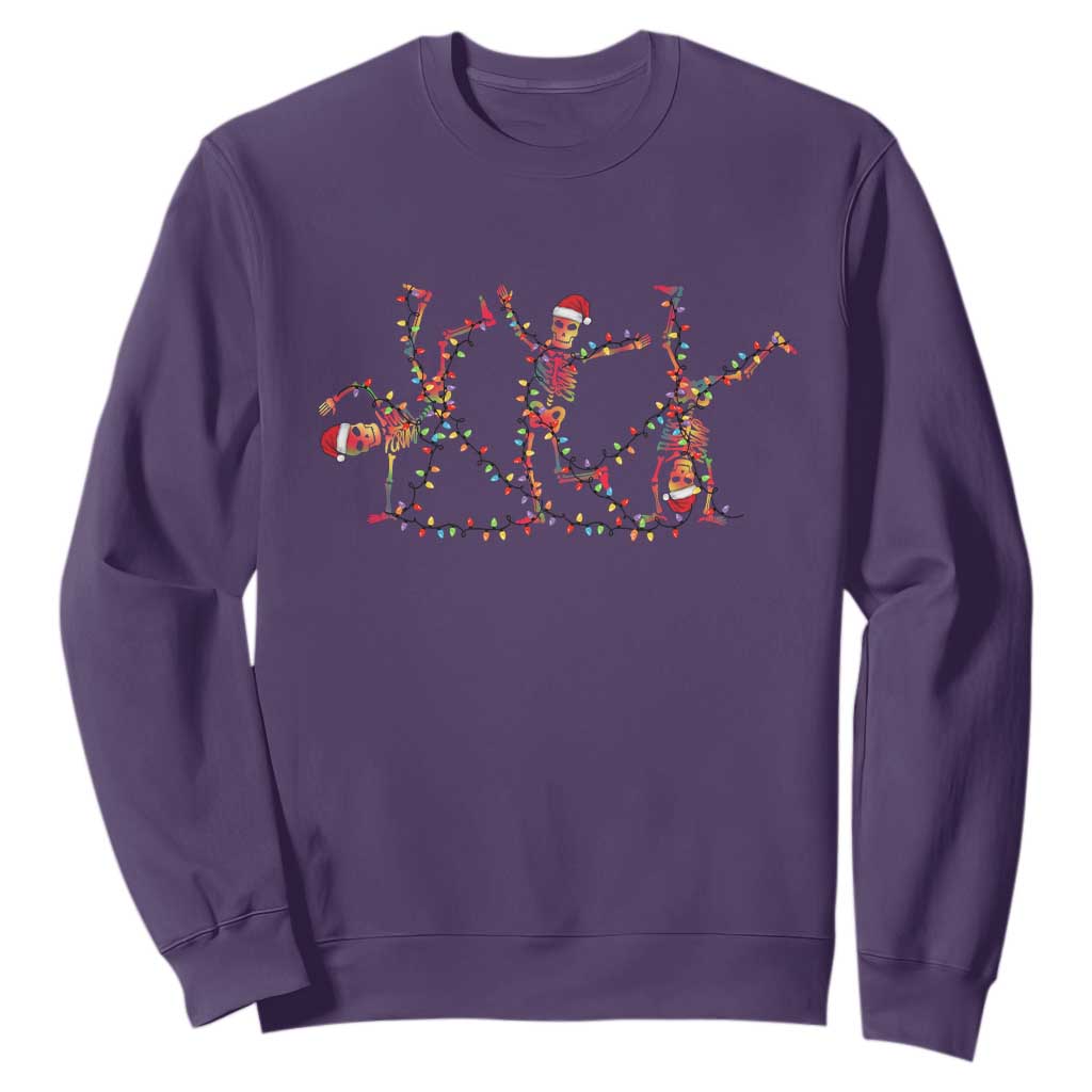 Subtle FDT Christmas Skeleton Sweatshirt Hidden Message Funny Political Satire Dancing Skeletons TS10 Purple Print Your Wear