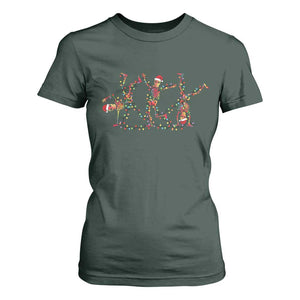 Subtle FDT Christmas Skeleton T Shirt For Women Hidden Message Funny Political Satire Dancing Skeletons TS10 Dark Forest Green Print Your Wear