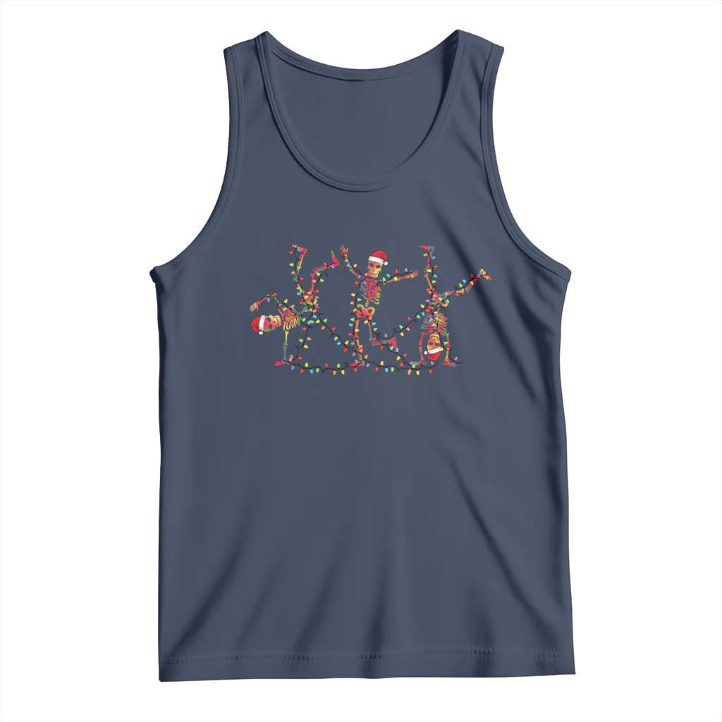 Subtle FDT Christmas Skeleton Tank Top Hidden Message Funny Political Satire Dancing Skeletons TS10 Navy Print Your Wear