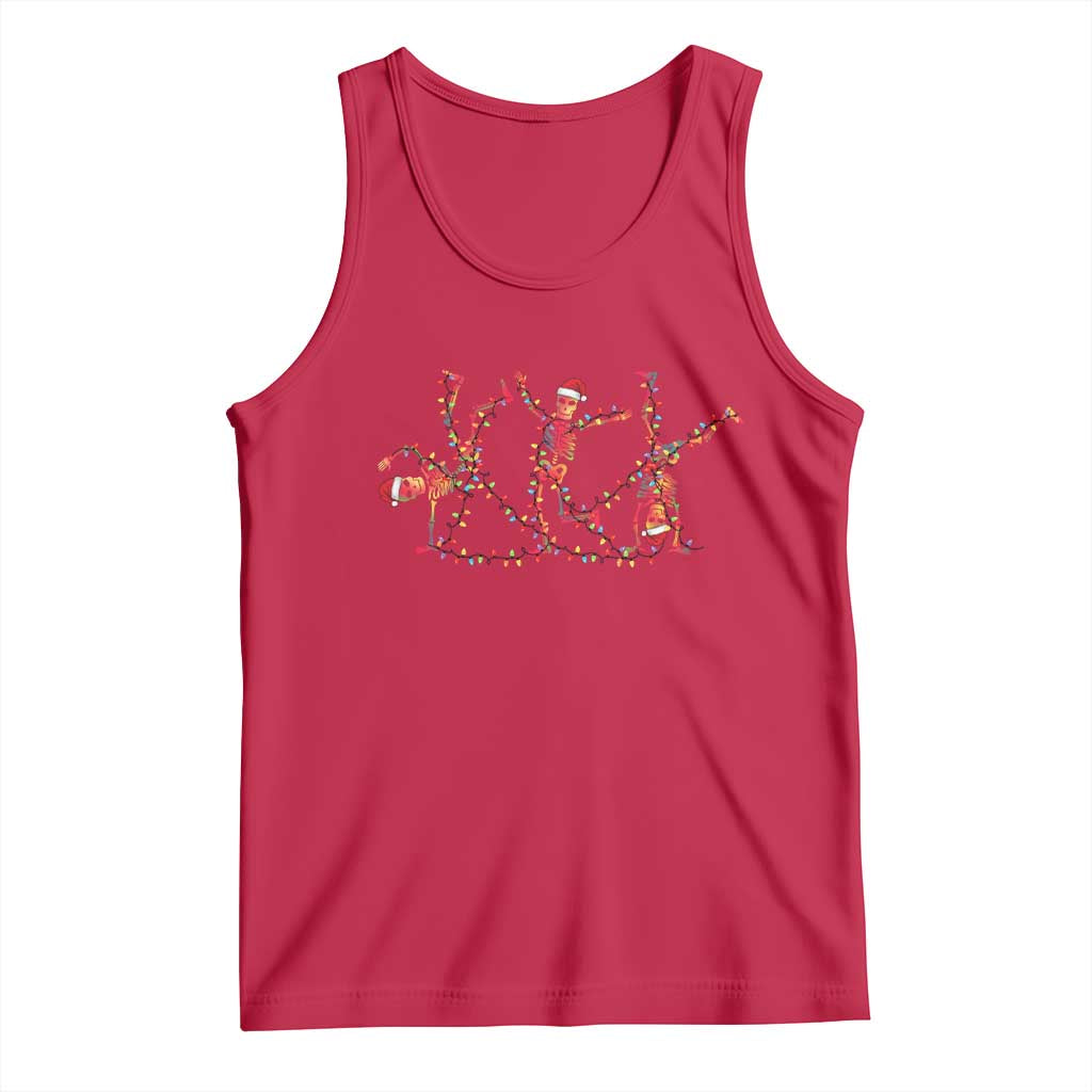 Subtle FDT Christmas Skeleton Tank Top Hidden Message Funny Political Satire Dancing Skeletons TS10 Red Print Your Wear