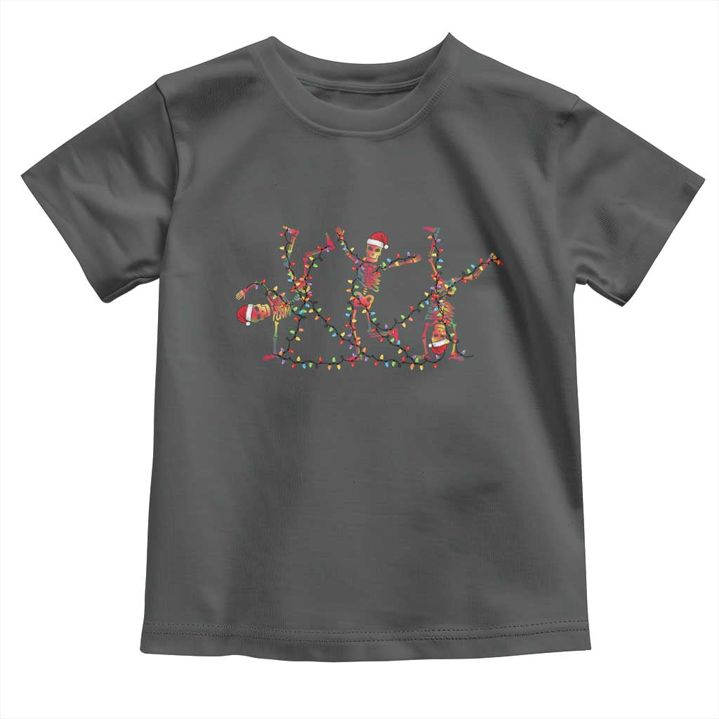 Subtle FDT Christmas Skeleton Toddler T Shirt Hidden Message Funny Political Satire Dancing Skeletons TS10 Dark Heather Print Your Wear
