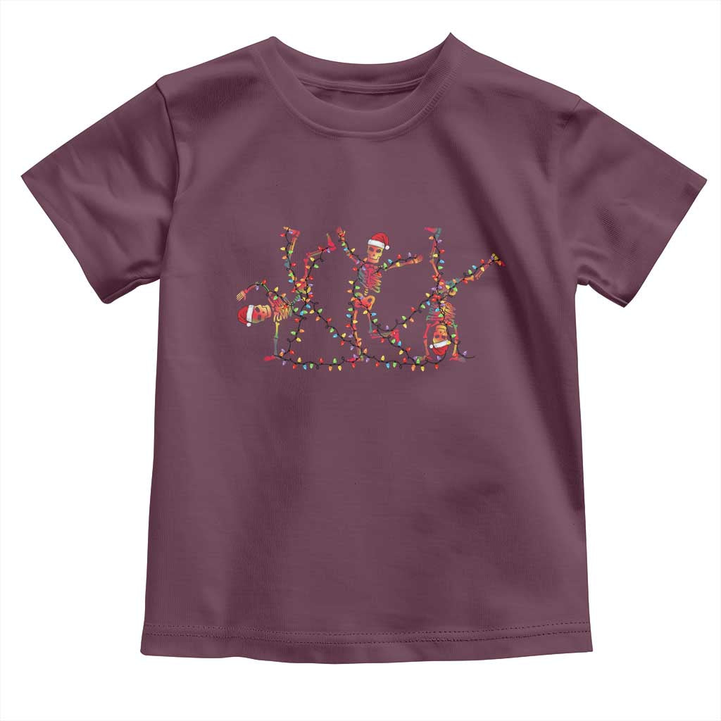 Subtle FDT Christmas Skeleton Toddler T Shirt Hidden Message Funny Political Satire Dancing Skeletons TS10 Maroon Print Your Wear