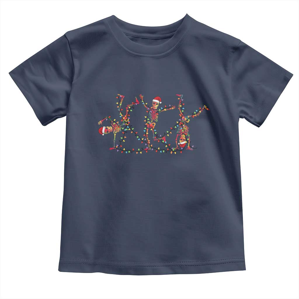 Subtle FDT Christmas Skeleton Toddler T Shirt Hidden Message Funny Political Satire Dancing Skeletons TS10 Navy Print Your Wear