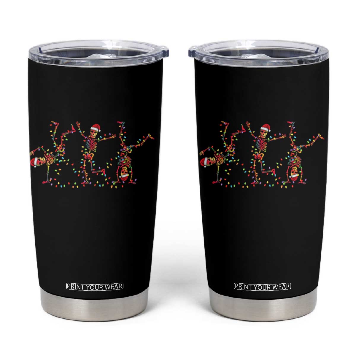 Subtle FDT Christmas Skeleton Tumbler Cup Hidden Message Funny Political Satire Dancing Skeletons TS10 Black Print Your Wear
