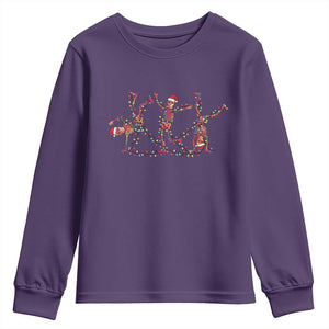 Subtle FDT Christmas Skeleton Youth Sweatshirt Hidden Message Funny Political Satire Dancing Skeletons TS10 Purple Print Your Wear
