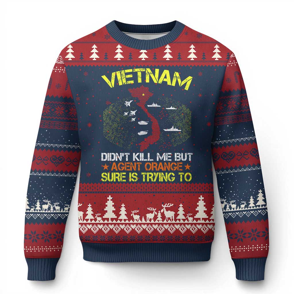 Agent Orange Dioxin Ugly Christmas Sweater Vietnam Veteran Vet Gifts TS10 Navy Red Print Your Wear