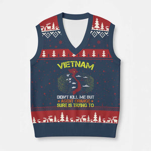 Agent Orange Dioxin V-Neck Knit Sweater Vest Vietnam Veteran Vet Gifts TS10 Navy Red Print Your Wear