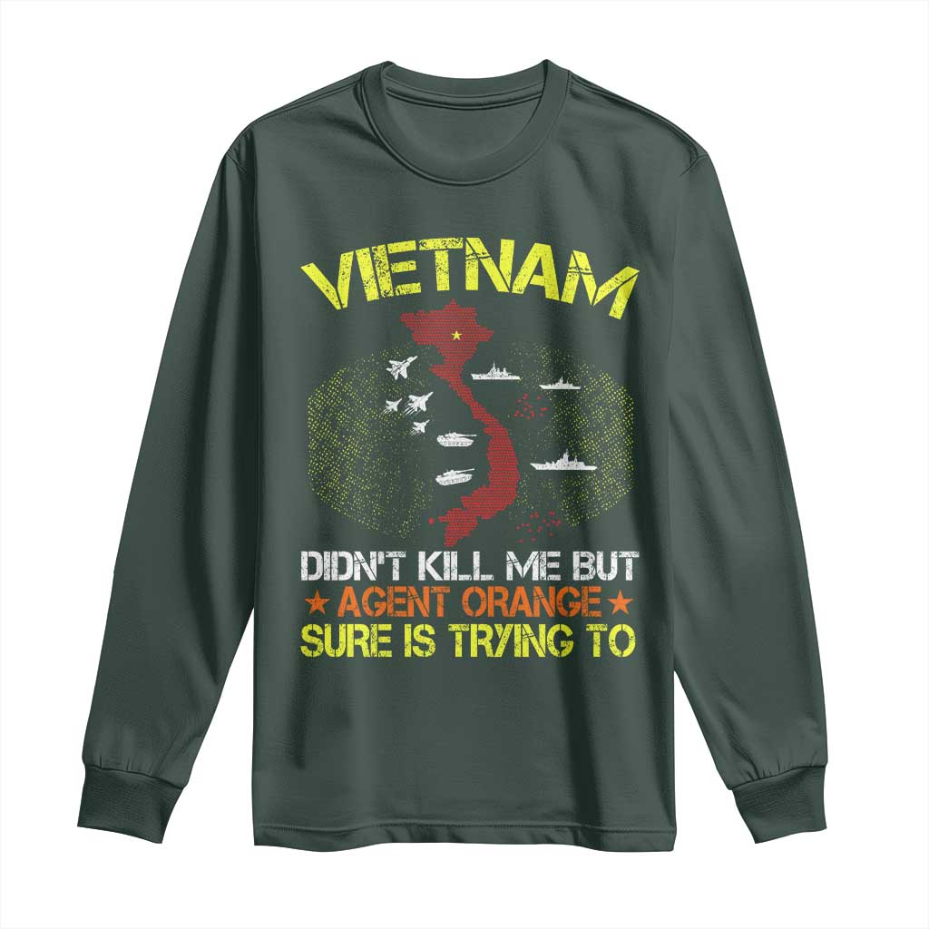 Agent Orange Dioxin Long Sleeve Shirt Vietnam Veteran Vet Gifts TS10 Dark Forest Green Print Your Wear