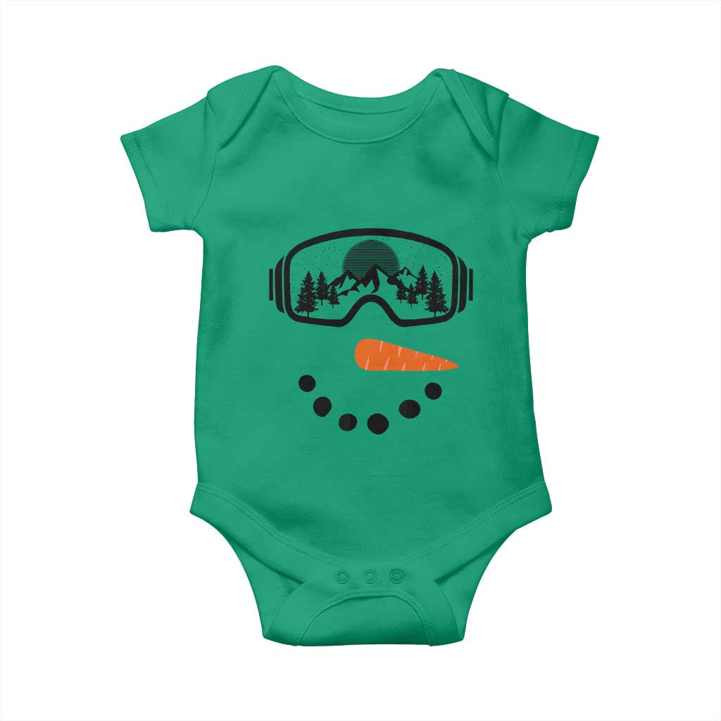 Ski Snowboard Snowman Face Baby Onesie Goggles Skiing Snow Ski Lover Skier TS10 Irish Green Print Your Wear