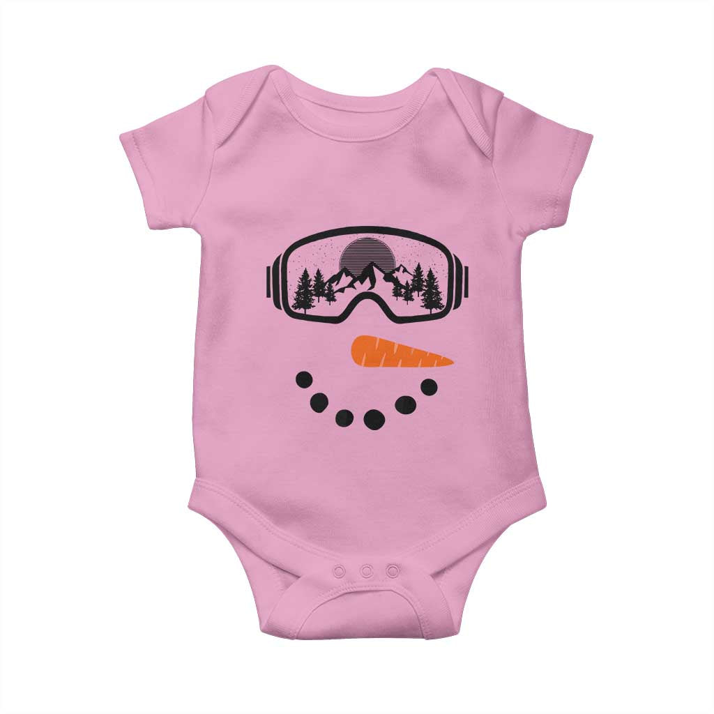 Ski Snowboard Snowman Face Baby Onesie Goggles Skiing Snow Ski Lover Skier TS10 Light Pink Print Your Wear
