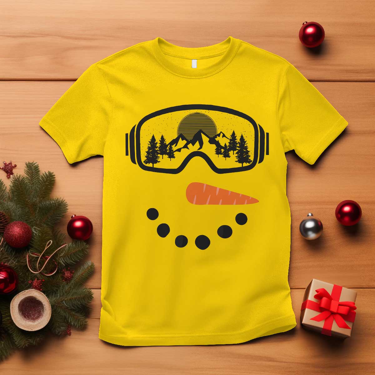 Ski Snowboard Snowman Face T Shirt Goggles Skiing Snow Ski Lover Skier TS10 Daisy Print Your Wear