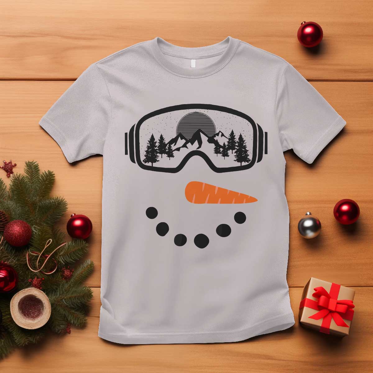 Ski Snowboard Snowman Face T Shirt Goggles Skiing Snow Ski Lover Skier TS10 Ice Gray Print Your Wear