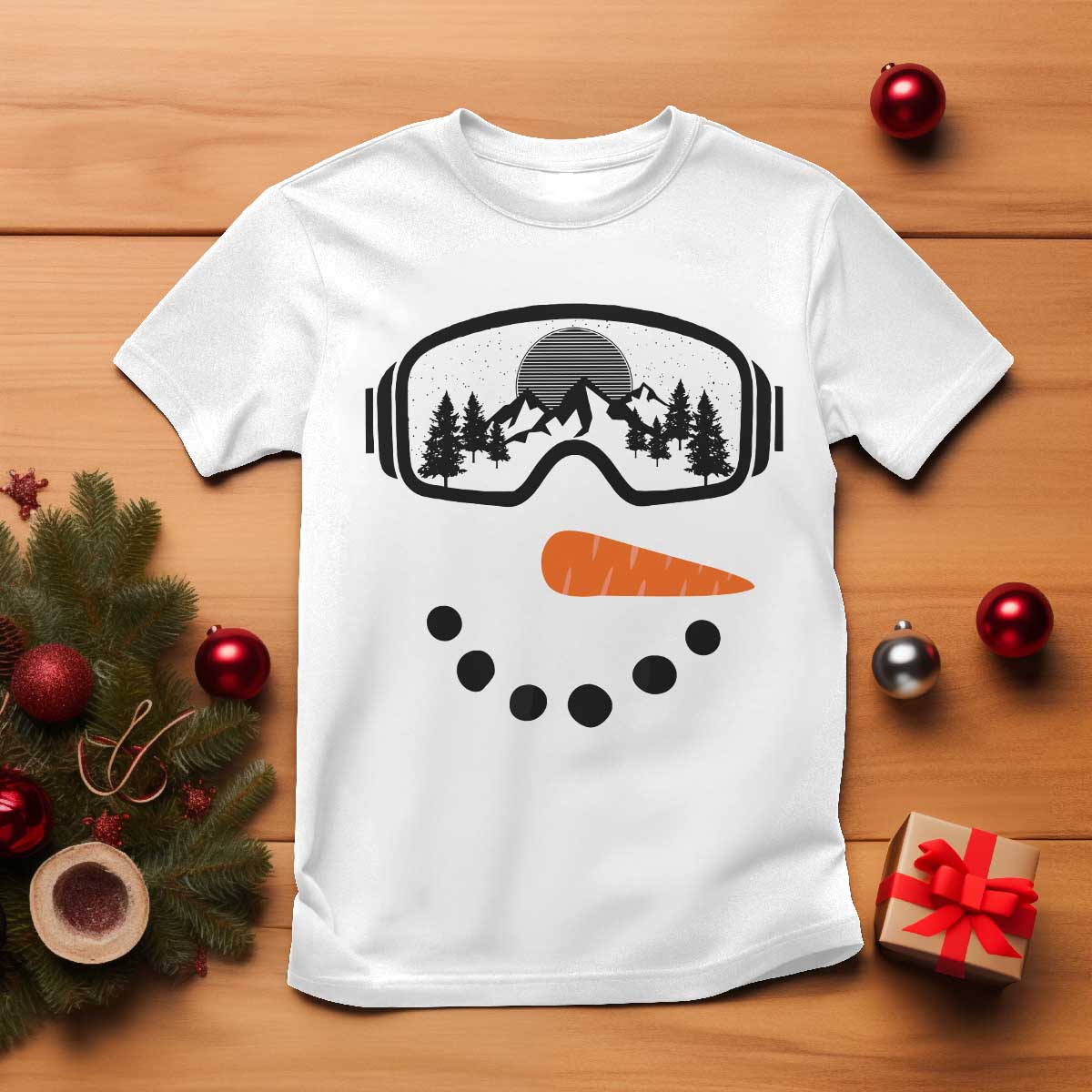 Ski Snowboard Snowman Face T Shirt Goggles Skiing Snow Ski Lover Skier TS10 White Print Your Wear