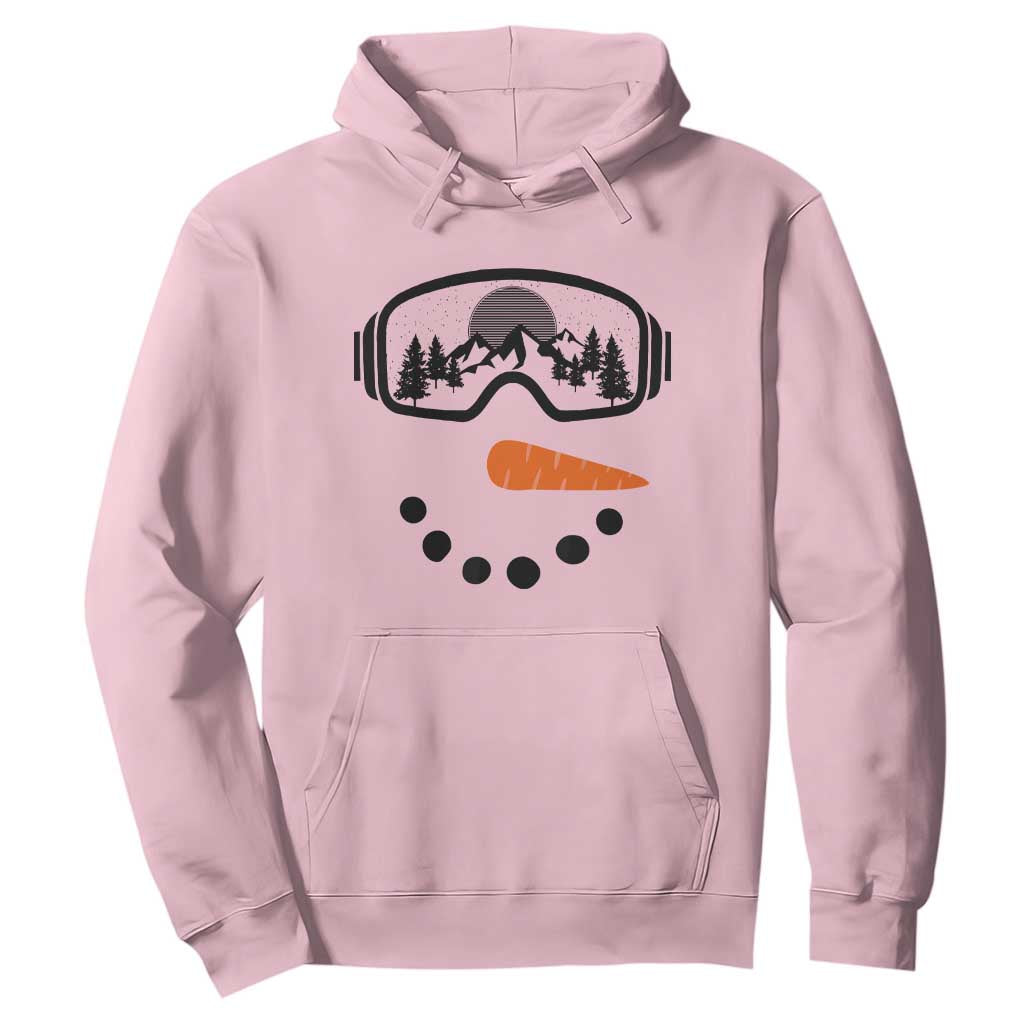 Ski Snowboard Snowman Face Hoodie Goggles Skiing Snow Ski Lover Skier TS10 Light Pink Print Your Wear