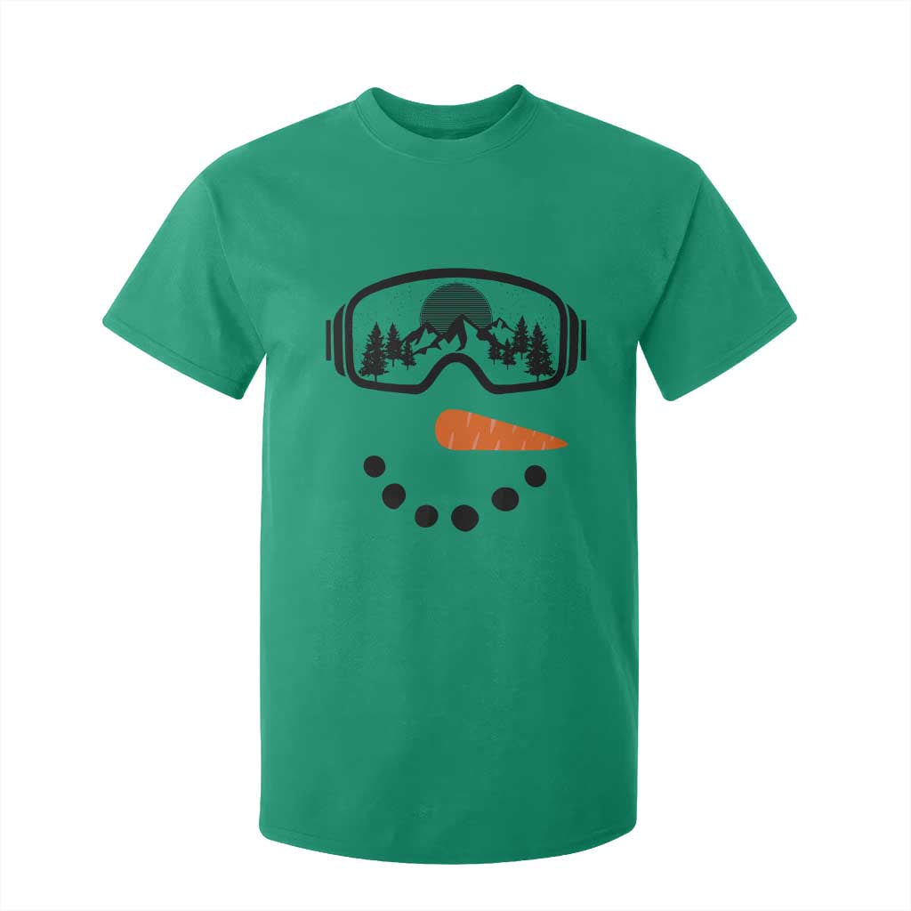 Ski Snowboard Snowman Face T Shirt For Kid Goggles Skiing Snow Ski Lover Skier TS10 Irish Green Print Your Wear