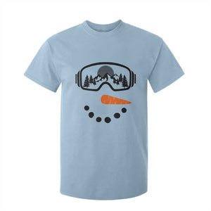 Ski Snowboard Snowman Face T Shirt For Kid Goggles Skiing Snow Ski Lover Skier TS10 Light Blue Print Your Wear