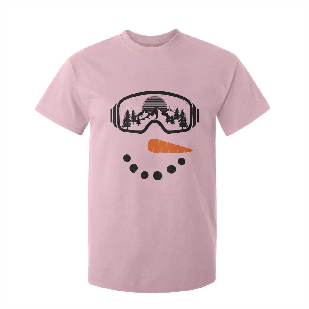 Ski Snowboard Snowman Face T Shirt For Kid Goggles Skiing Snow Ski Lover Skier TS10 Light Pink Print Your Wear