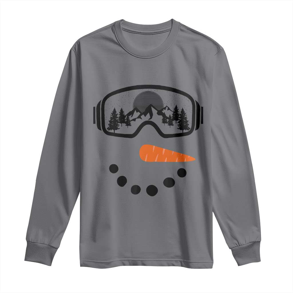 Ski Snowboard Snowman Face Long Sleeve Shirt Goggles Skiing Snow Ski Lover Skier TS10 Charcoal Print Your Wear