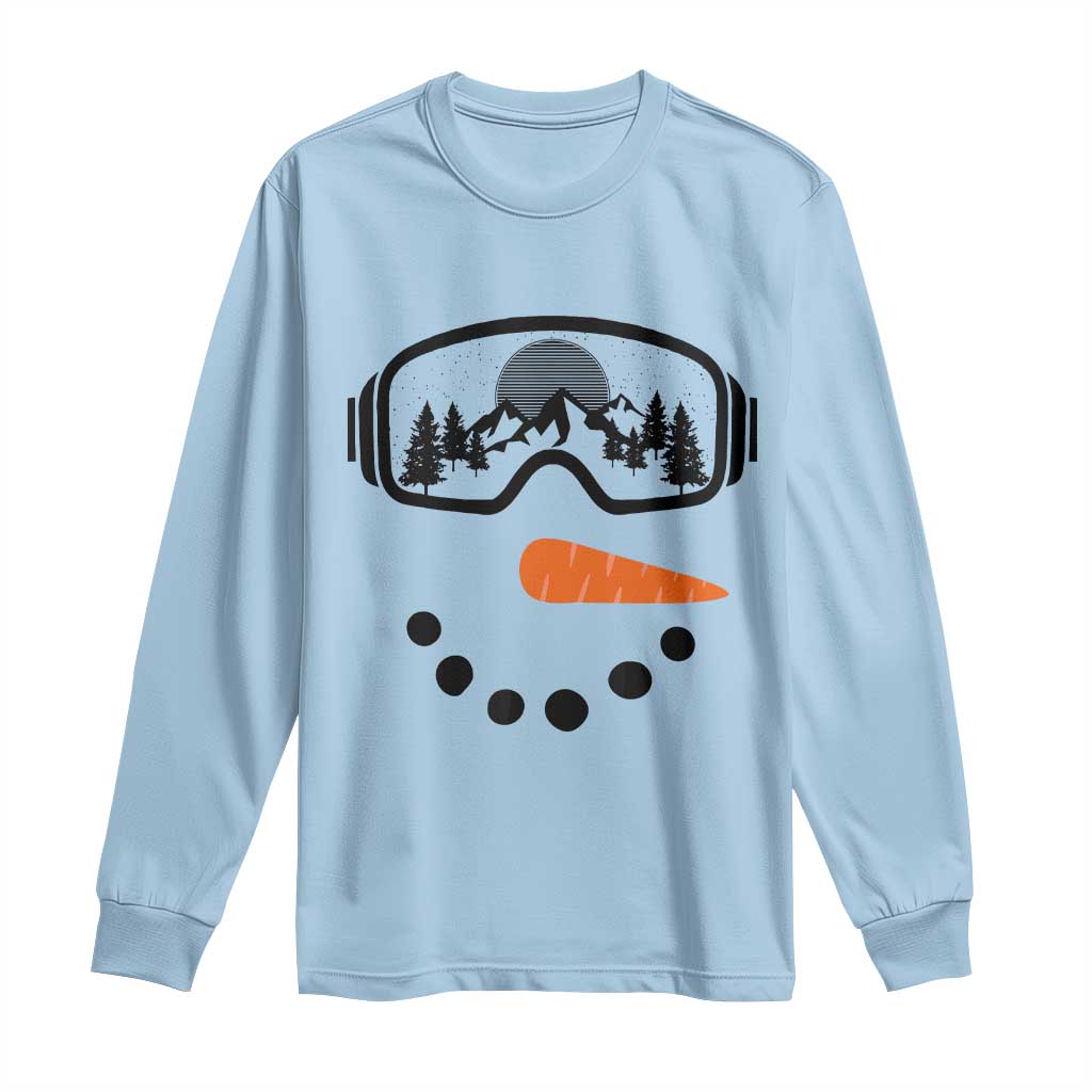 Ski Snowboard Snowman Face Long Sleeve Shirt Goggles Skiing Snow Ski Lover Skier TS10 Light Blue Print Your Wear