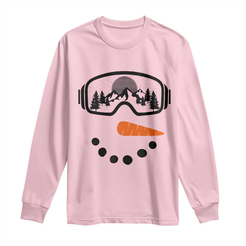 Ski Snowboard Snowman Face Long Sleeve Shirt Goggles Skiing Snow Ski Lover Skier TS10 Light Pink Print Your Wear