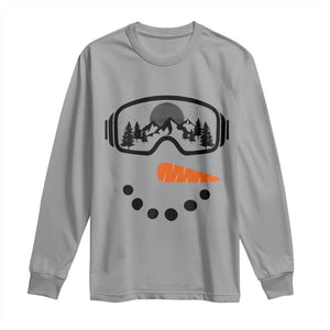 Ski Snowboard Snowman Face Long Sleeve Shirt Goggles Skiing Snow Ski Lover Skier TS10 Sport Gray Print Your Wear