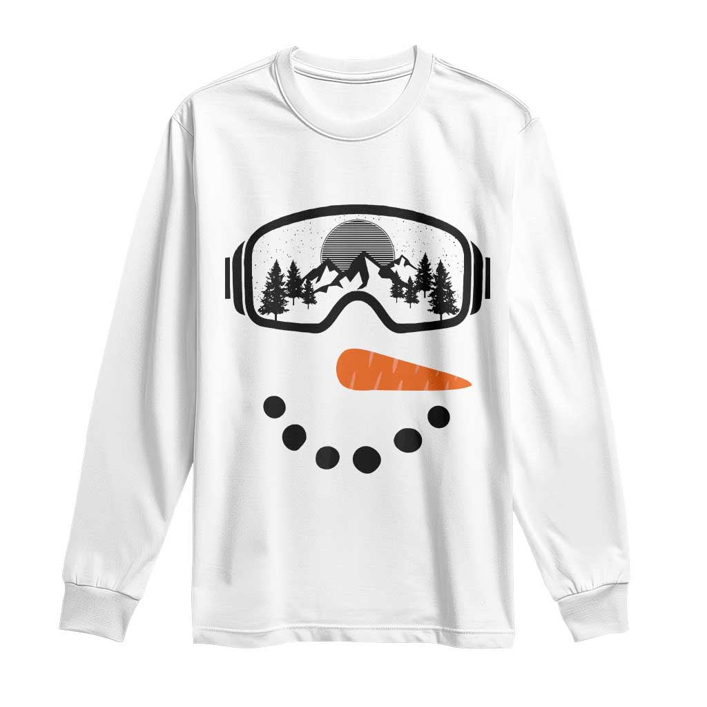 Ski Snowboard Snowman Face Long Sleeve Shirt Goggles Skiing Snow Ski Lover Skier TS10 White Print Your Wear