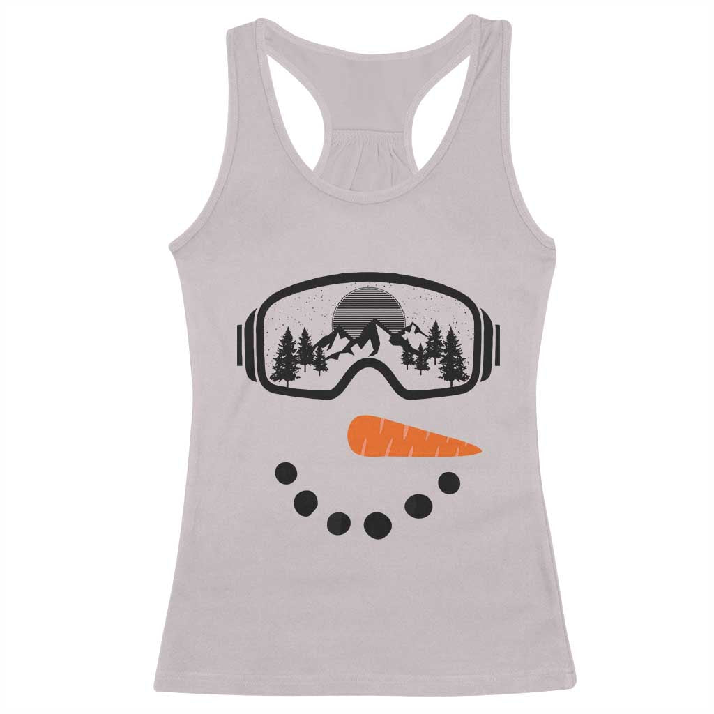 Ski Snowboard Snowman Face Racerback Tank Top Goggles Skiing Snow Ski Lover Skier TS10 Ice Gray Print Your Wear