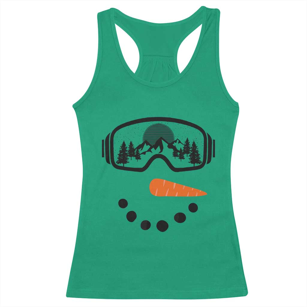 Ski Snowboard Snowman Face Racerback Tank Top Goggles Skiing Snow Ski Lover Skier TS10 Irish Green Print Your Wear