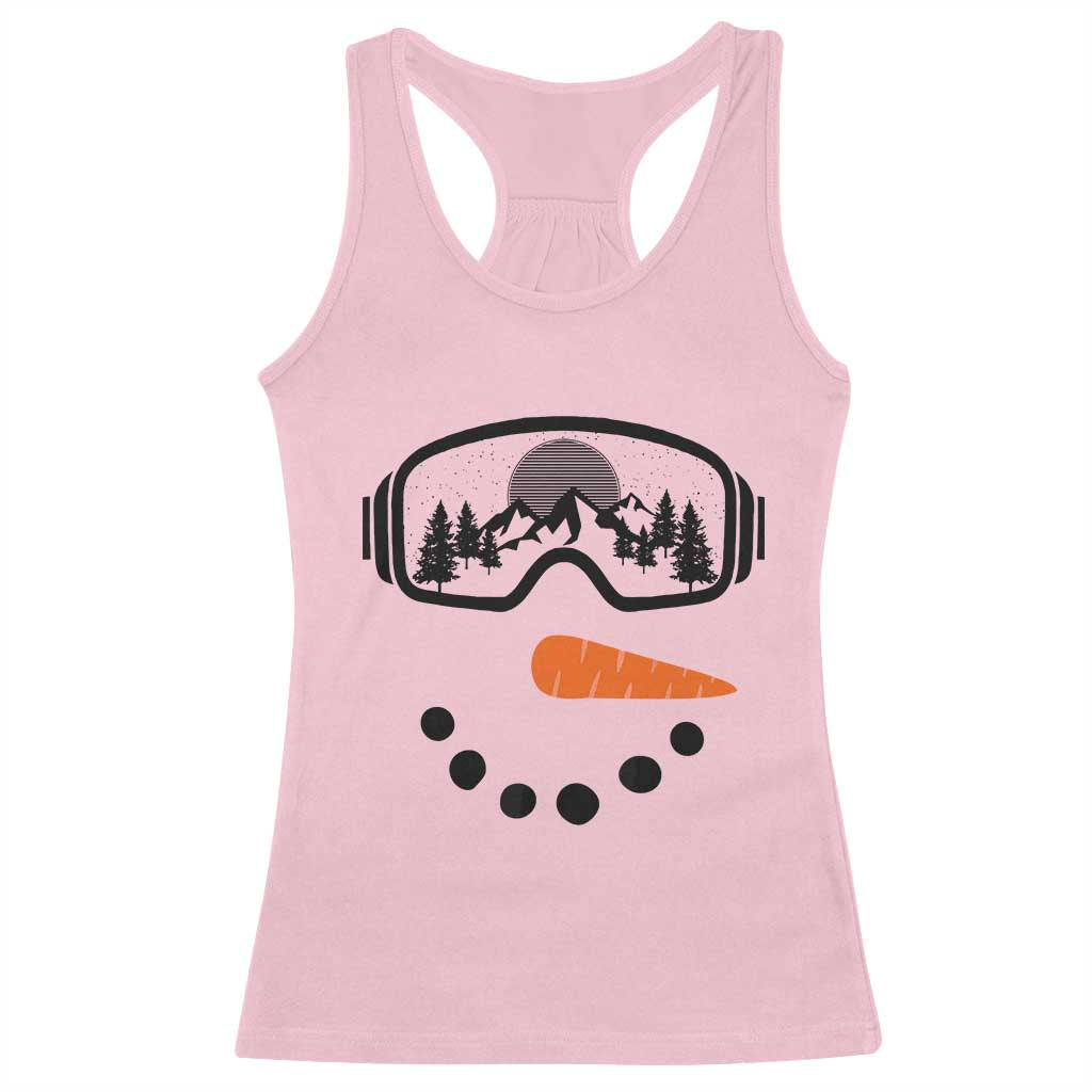 Ski Snowboard Snowman Face Racerback Tank Top Goggles Skiing Snow Ski Lover Skier TS10 Light Pink Print Your Wear