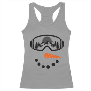 Ski Snowboard Snowman Face Racerback Tank Top Goggles Skiing Snow Ski Lover Skier TS10 Sport Gray Print Your Wear