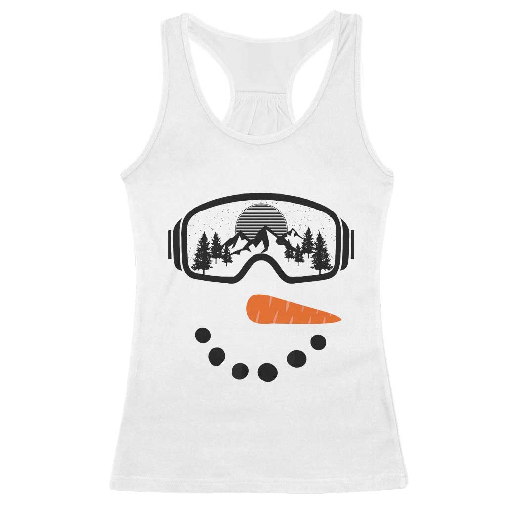 Ski Snowboard Snowman Face Racerback Tank Top Goggles Skiing Snow Ski Lover Skier TS10 White Print Your Wear