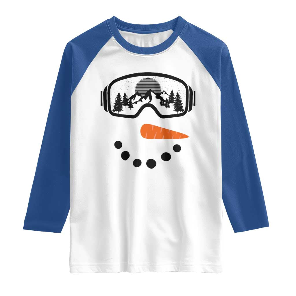 Ski Snowboard Snowman Face Raglan Shirt Goggles Skiing Snow Ski Lover Skier TS10 White Royal Print Your Wear