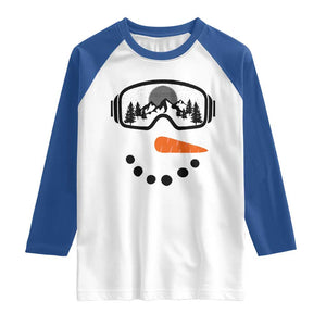 Ski Snowboard Snowman Face Raglan Shirt Goggles Skiing Snow Ski Lover Skier TS10 White Royal Print Your Wear