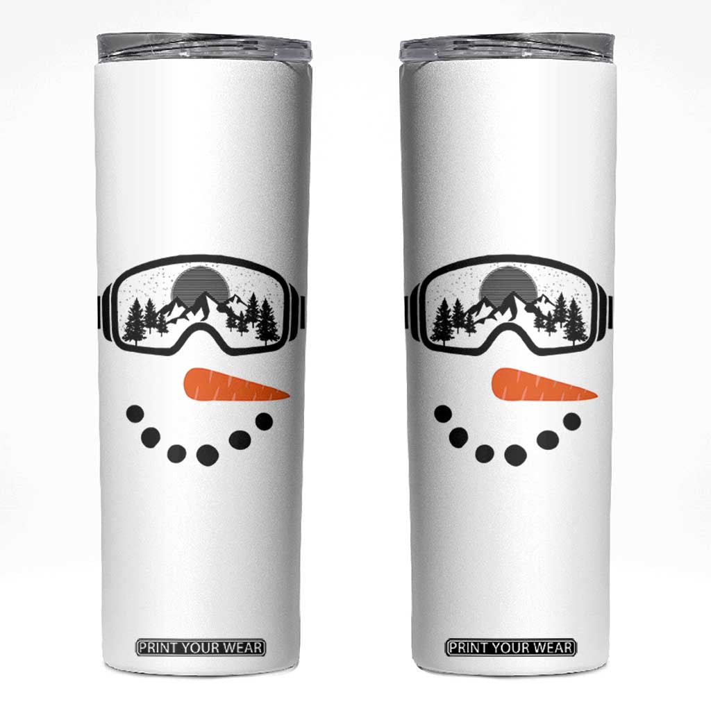 Ski Snowboard Snowman Face Skinny Tumbler Goggles Skiing Snow Ski Lover Skier TS10 White Print Your Wear