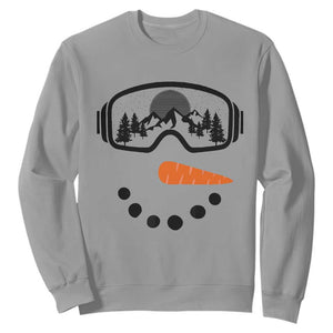 Ski Snowboard Snowman Face Sweatshirt Goggles Skiing Snow Ski Lover Skier TS10 Sport Gray Print Your Wear