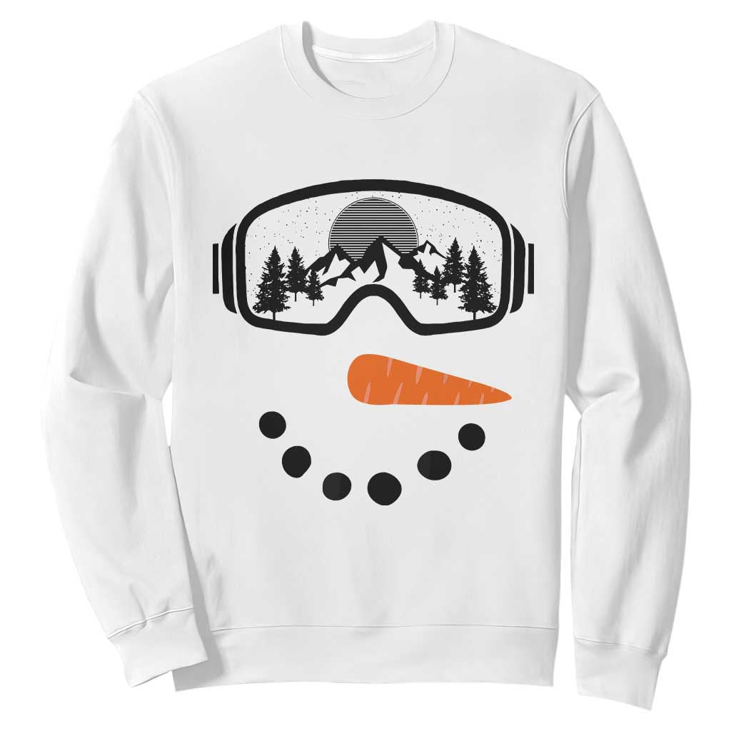 Ski Snowboard Snowman Face Sweatshirt Goggles Skiing Snow Ski Lover Skier TS10 White Print Your Wear