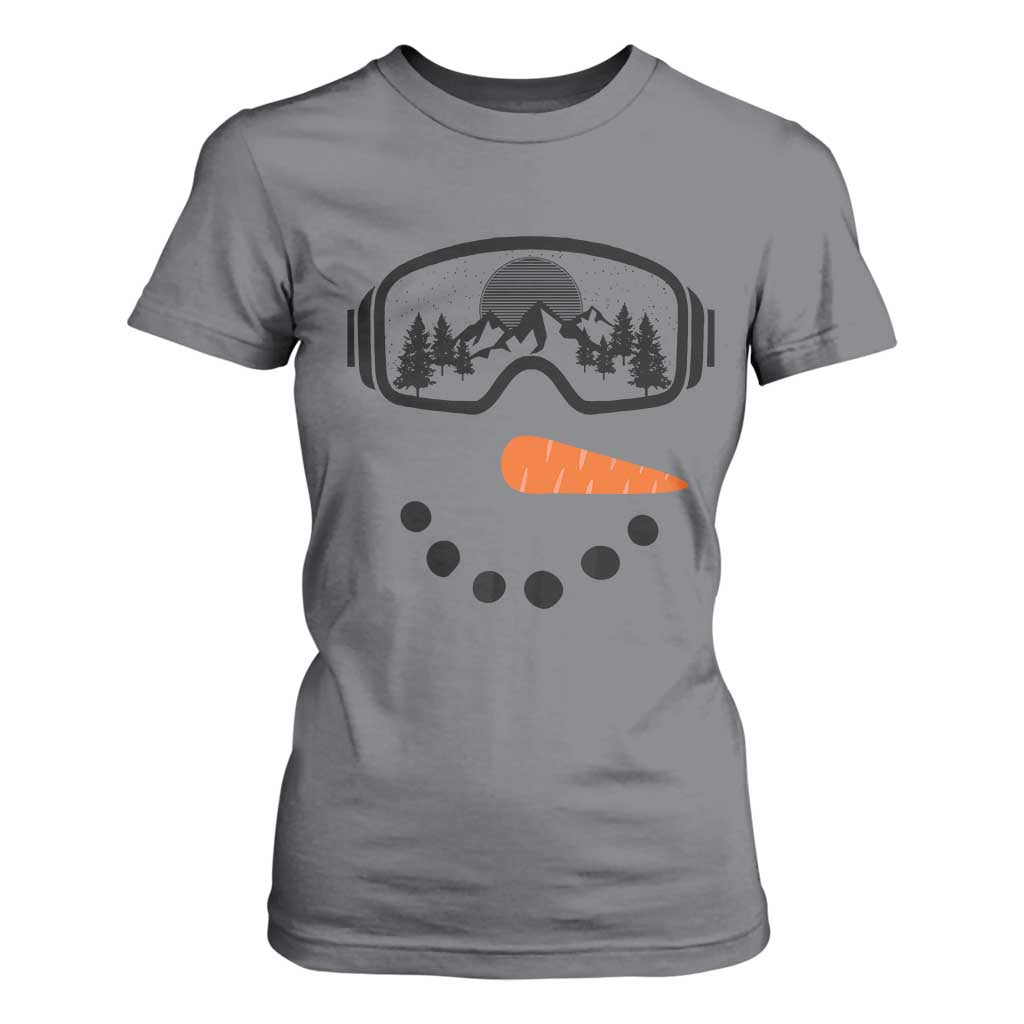 Ski Snowboard Snowman Face T Shirt For Women Goggles Skiing Snow Ski Lover Skier TS10 Charcoal Print Your Wear