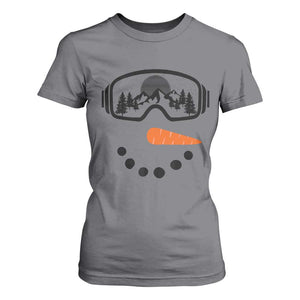 Ski Snowboard Snowman Face T Shirt For Women Goggles Skiing Snow Ski Lover Skier TS10 Charcoal Print Your Wear
