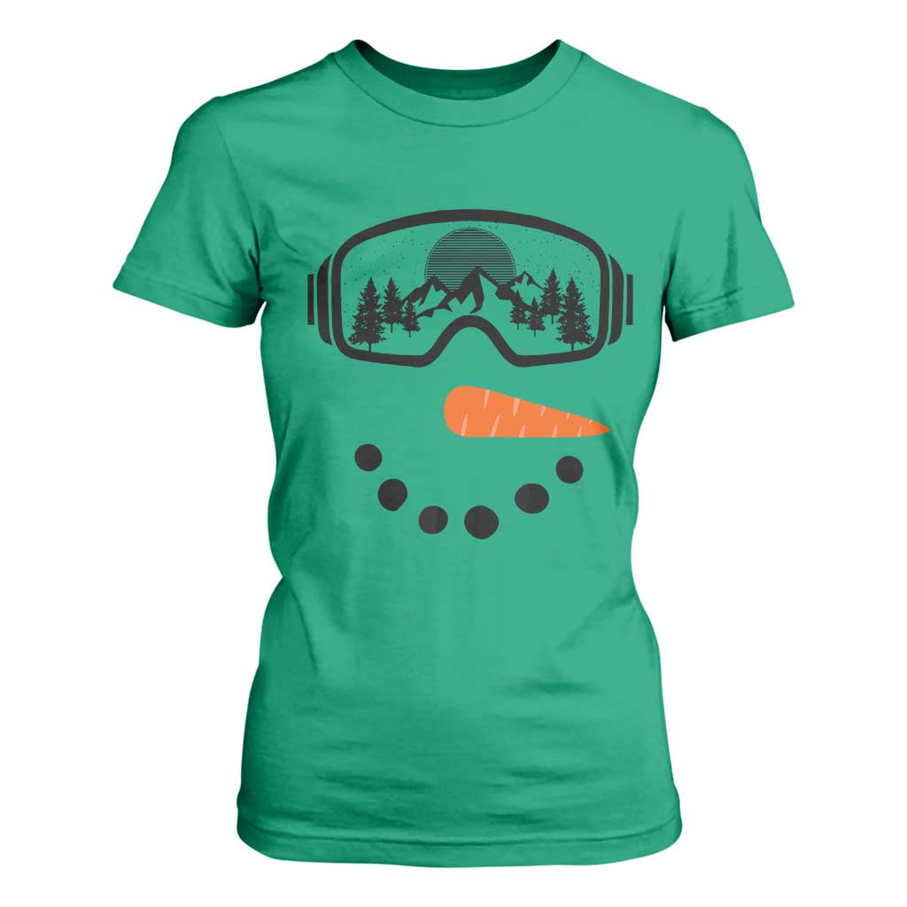 Ski Snowboard Snowman Face T Shirt For Women Goggles Skiing Snow Ski Lover Skier TS10 Irish Green Print Your Wear