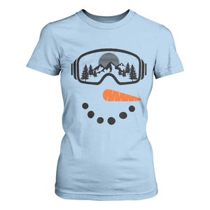 Ski Snowboard Snowman Face T Shirt For Women Goggles Skiing Snow Ski Lover Skier TS10 Light Blue Print Your Wear