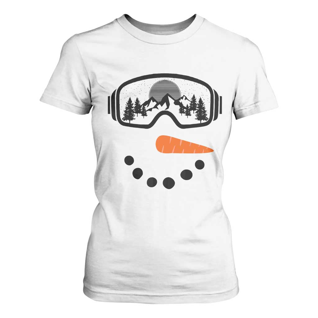Ski Snowboard Snowman Face T Shirt For Women Goggles Skiing Snow Ski Lover Skier TS10 White Print Your Wear