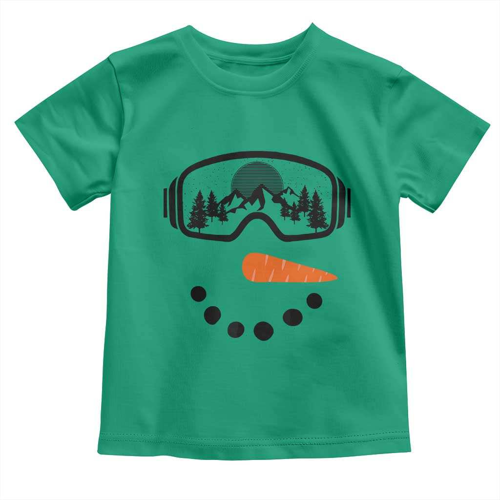 Ski Snowboard Snowman Face Toddler T Shirt Goggles Skiing Snow Ski Lover Skier TS10 Irish Green Print Your Wear