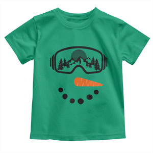 Ski Snowboard Snowman Face Toddler T Shirt Goggles Skiing Snow Ski Lover Skier TS10 Irish Green Print Your Wear