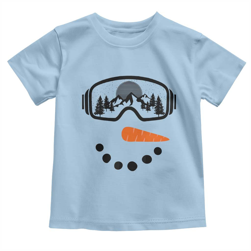 Ski Snowboard Snowman Face Toddler T Shirt Goggles Skiing Snow Ski Lover Skier TS10 Light Blue Print Your Wear
