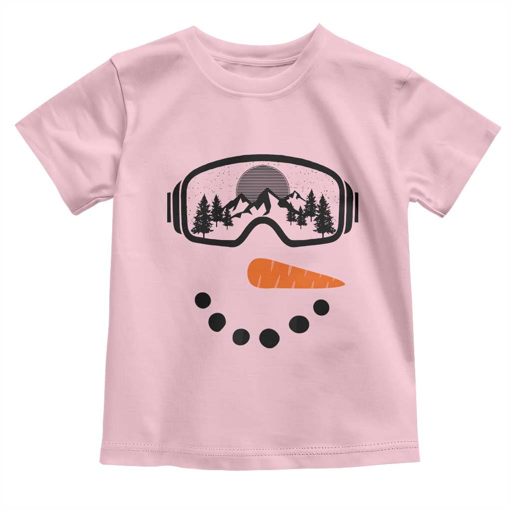 Ski Snowboard Snowman Face Toddler T Shirt Goggles Skiing Snow Ski Lover Skier TS10 Light Pink Print Your Wear