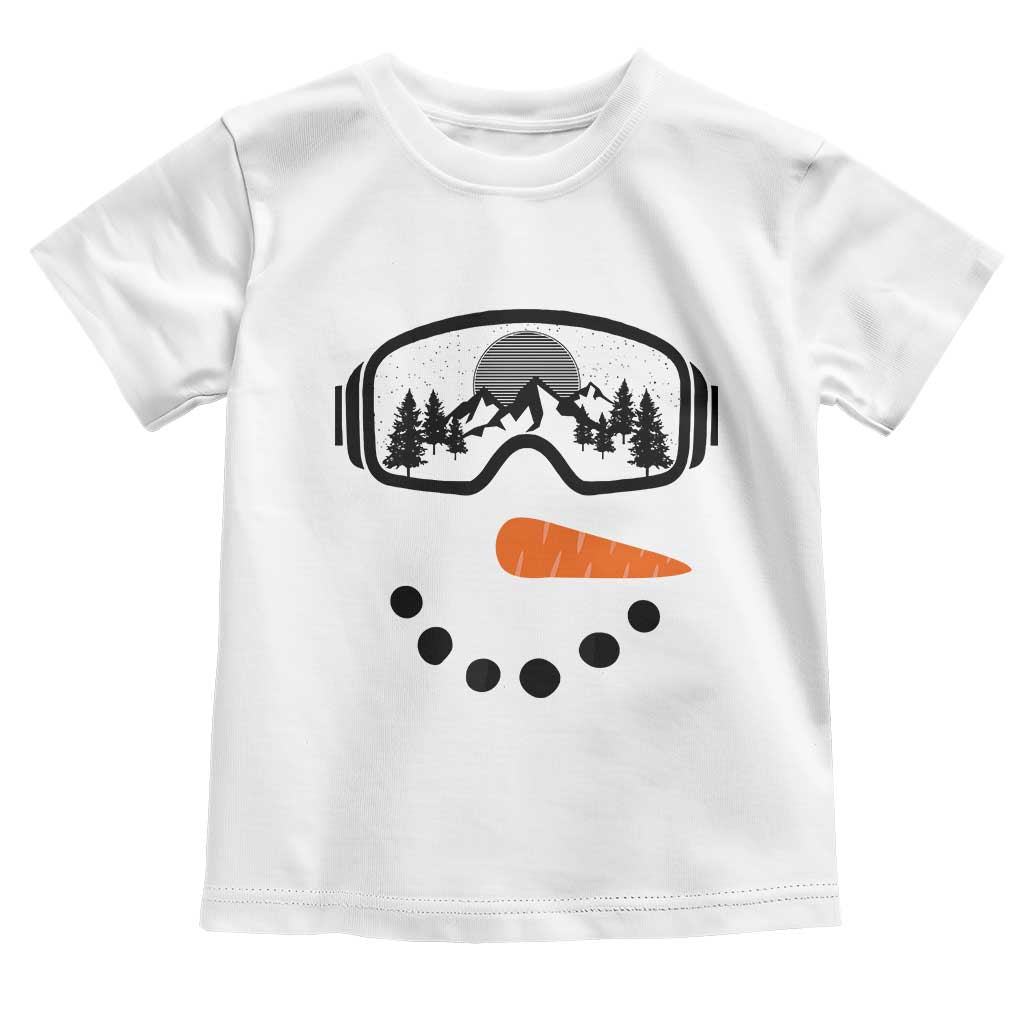 Ski Snowboard Snowman Face Toddler T Shirt Goggles Skiing Snow Ski Lover Skier TS10 White Print Your Wear