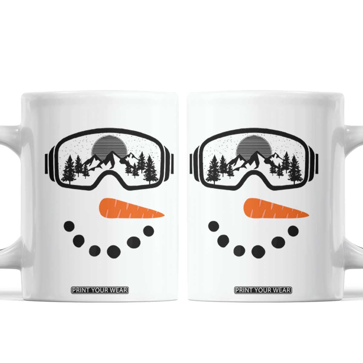 Ski Snowboard Snowman Face Coffee Mug Goggles Skiing Snow Ski Lover Skier TS10 White Print Your Wear