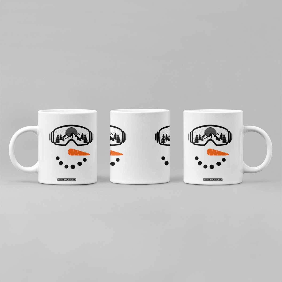 Ski Snowboard Snowman Face Coffee Mug Goggles Skiing Snow Ski Lover Skier TS10 Print Your Wear