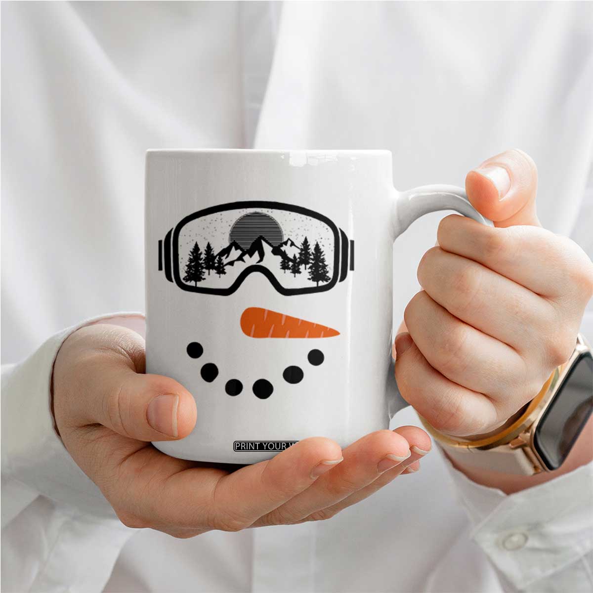 Ski Snowboard Snowman Face Coffee Mug Goggles Skiing Snow Ski Lover Skier TS10 Print Your Wear