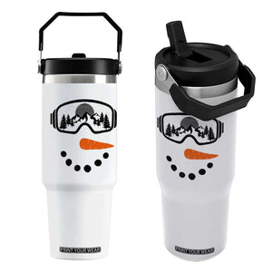 Ski Snowboard Snowman Face Flip Straw Tumbler Goggles Skiing Snow Ski Lover Skier TS10 One Size: 30 oz White Print Your Wear